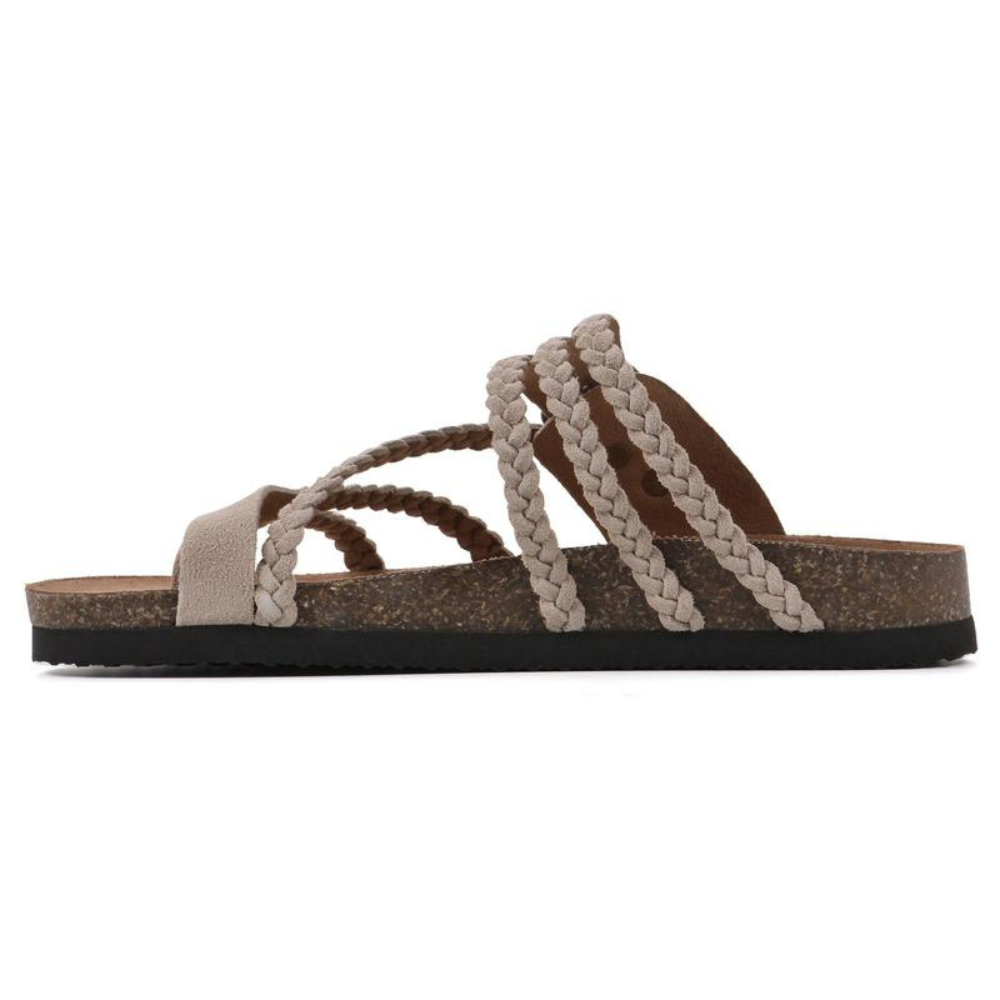 Bronte | Women’s Braided Buckle Sandals with Cork Footbed