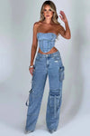 Brooke | Women's High Waisted Cargo Jeans