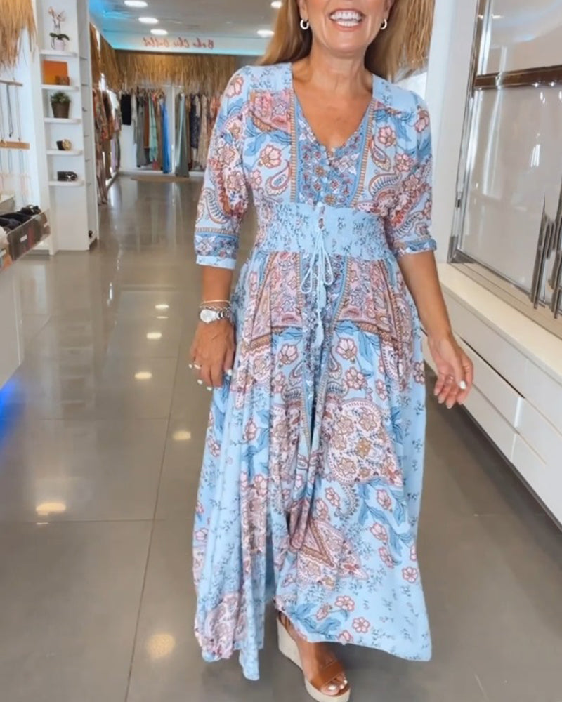Helia | Women’s Floral Maxi Dress with V-Neck
