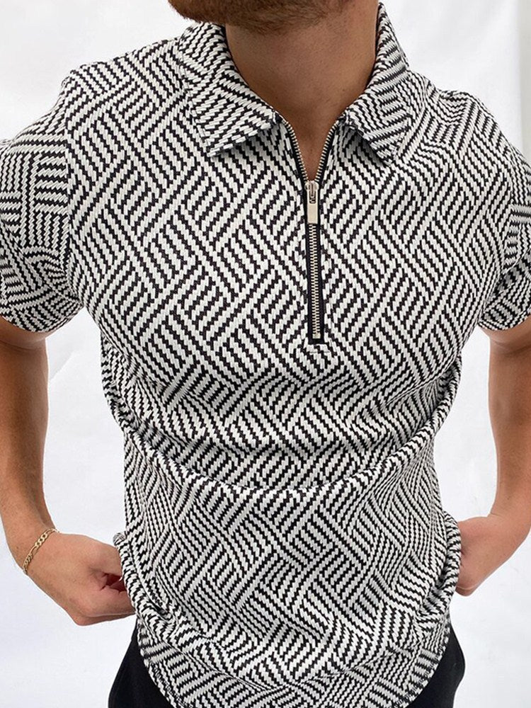 Lachlan Turner | Camo Print Zip Polo Shirt For Men