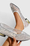 Celeste | Women's Lace Pointed Toe Flats Gold Heel Detail