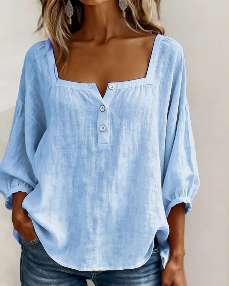Daisy | Women’s Puff Sleeve Blouse with Square Neck