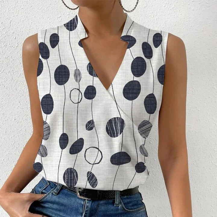 Isabelle Harris | Printed V-Neck Sleeveless Blouse For Women