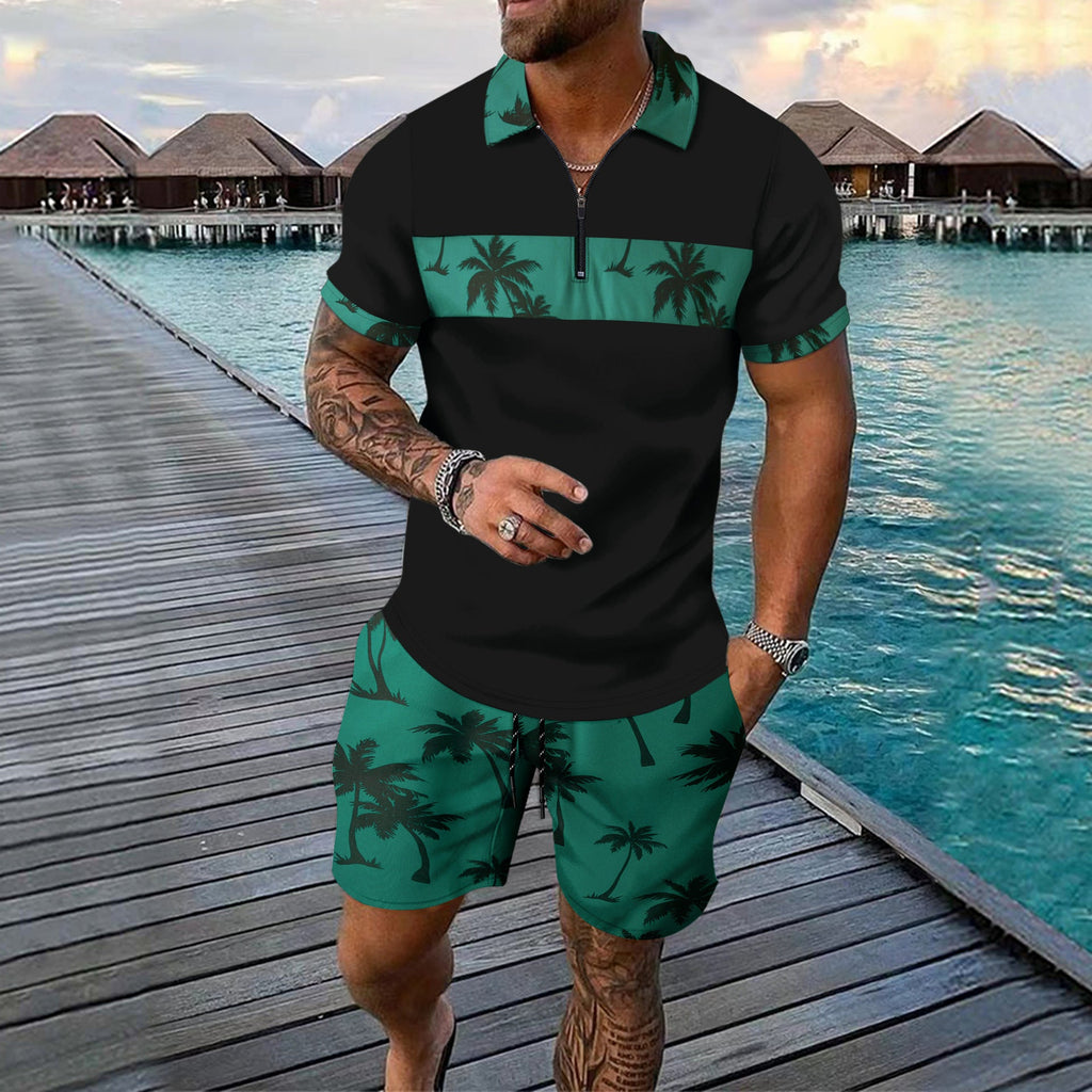 Kai Fairweather | Tropical Print Polo & Shorts Set For Men