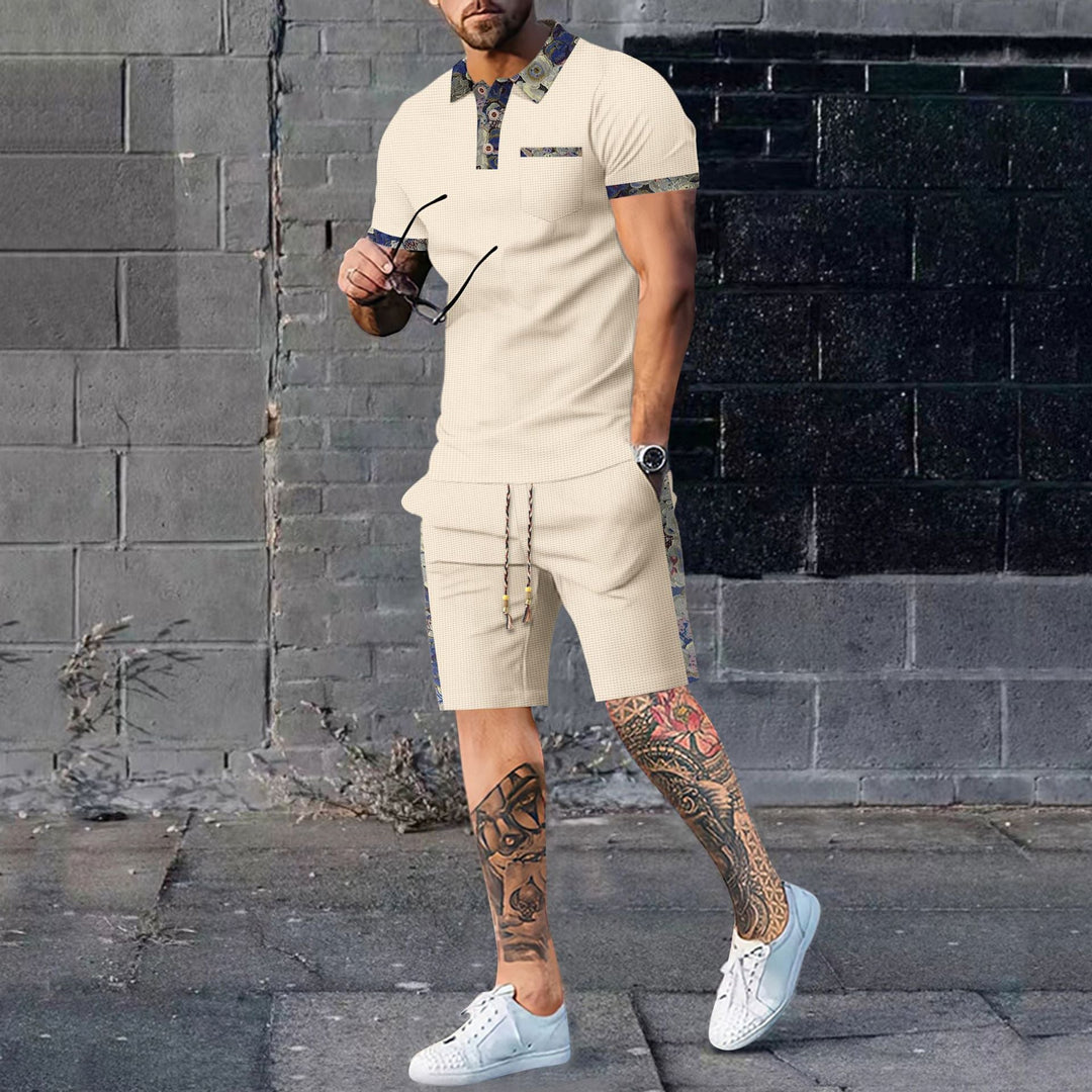 Brayden Foley | Textured Polo Shorts Set For Men