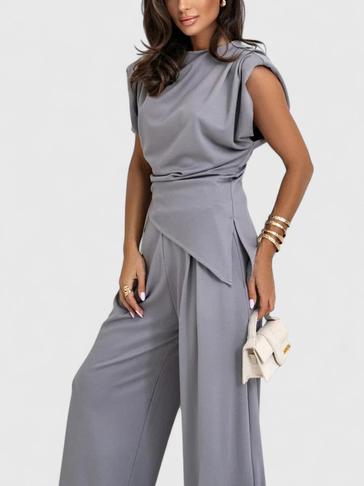 Aria | Women’s Draped Sleeveless Top with Asymmetric Wrap