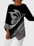 Calliope | Women’s Butterfly Print Top with Asymmetric Hem