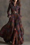 Calliope | Women's Tartan Button Up Maxi Dress