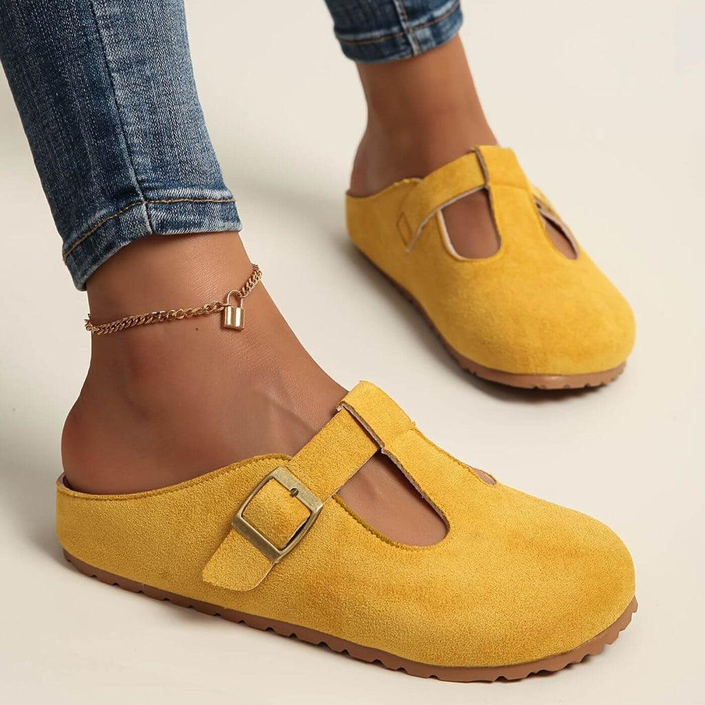 Calypso | Women’s Buckle T-Bar Clogs with Adjustable Strap