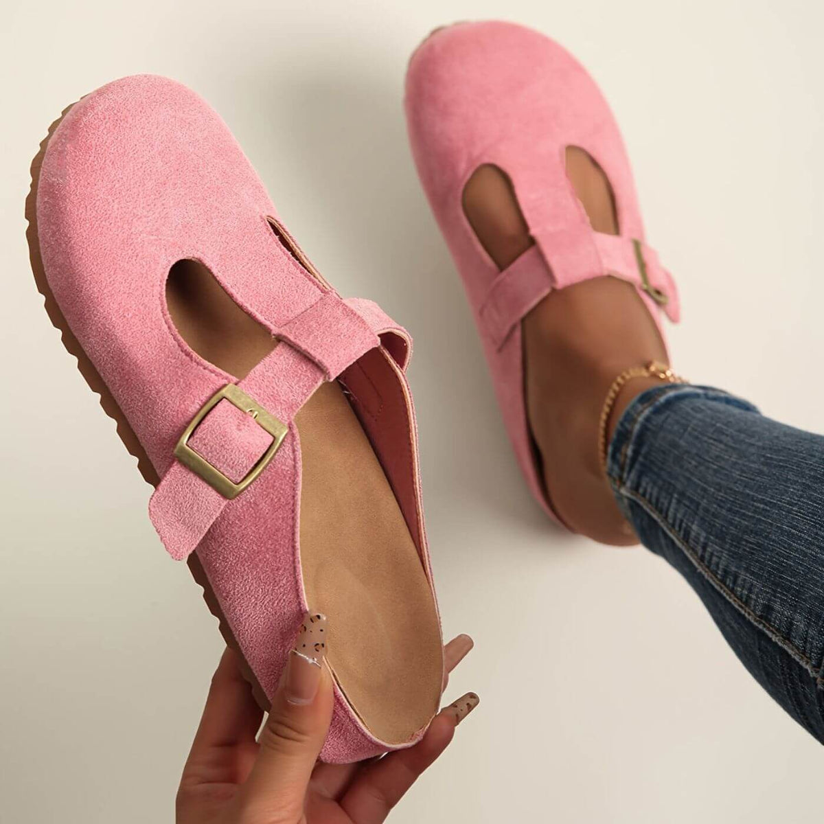 Calypso | Women’s Buckle T-Bar Clogs with Adjustable Strap