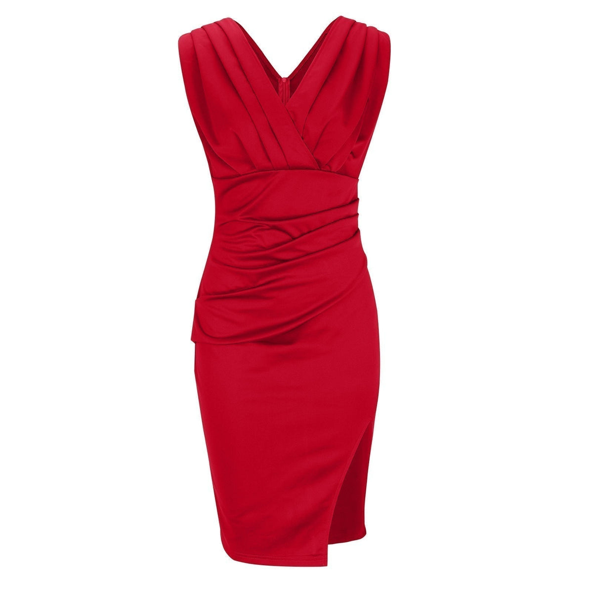 Cassia | Women’s V-Neck Sleeveless Fitted Dress with Draping