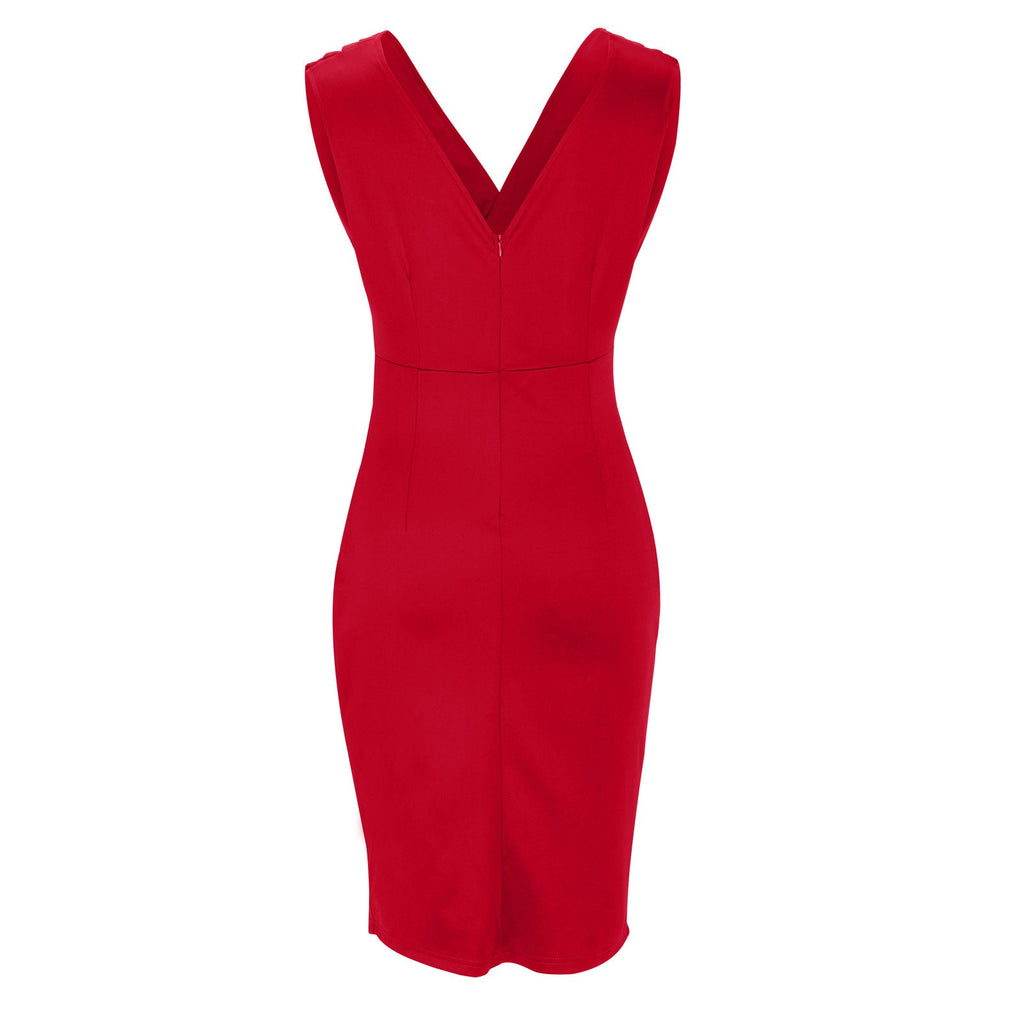 Cassia | Women’s V-Neck Sleeveless Fitted Dress with Draping