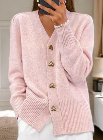 V-Neck Cardigan Sweater - Soft Knit Button Front Cardigan