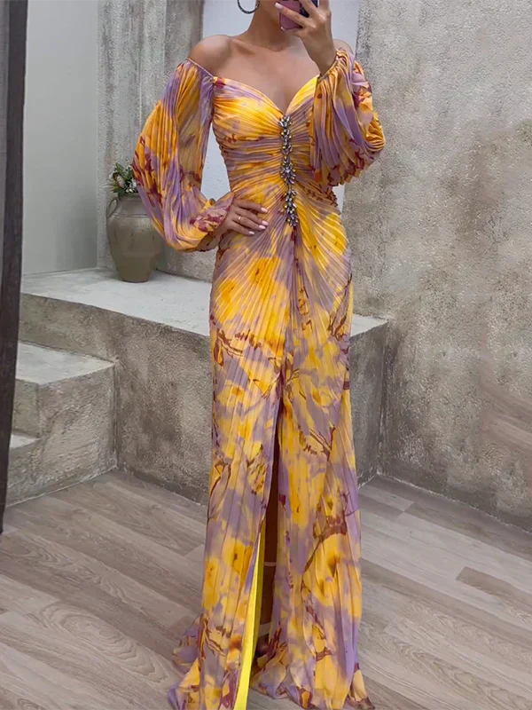 Selina | Women’s Off-Shoulder Maxi Dress with Ruched Bodice