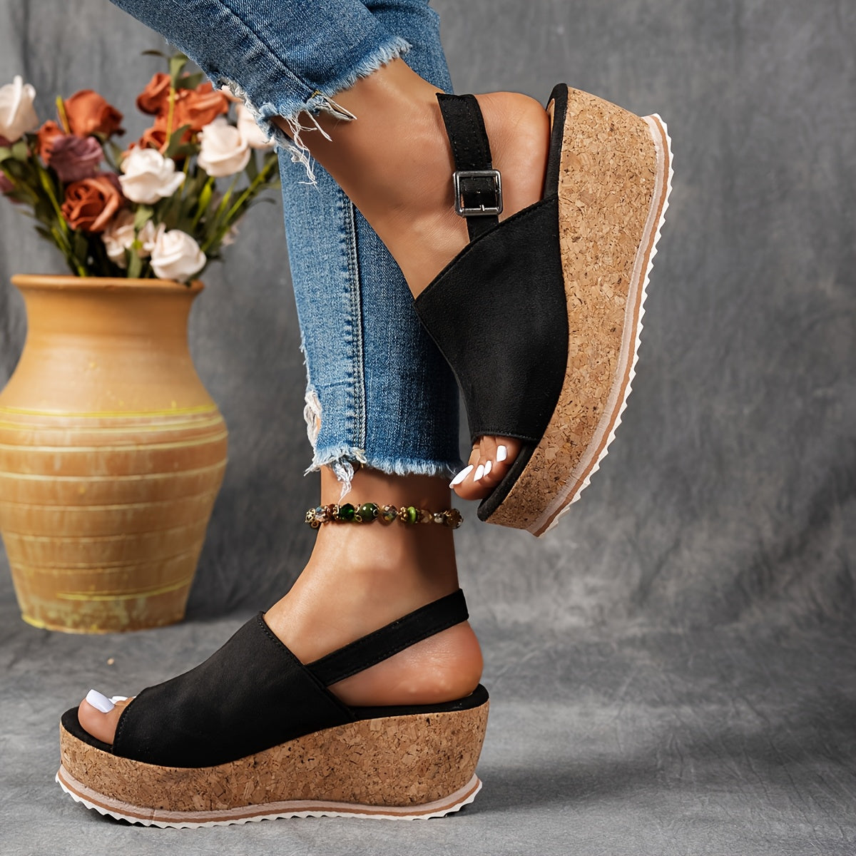Luna | Women’s Leopard-Print Platform Sandals with Buckle