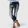 Celeste | Women’s Grey Distressed Jeans with Tapered Fit