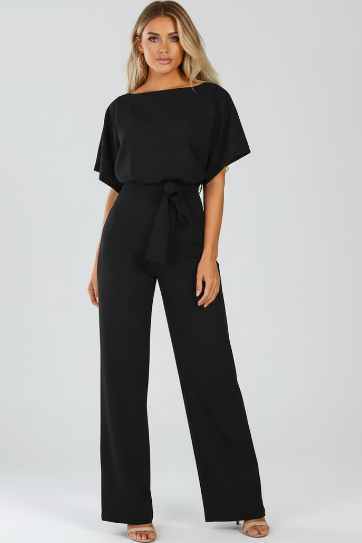 Celina | Women’s Wide Leg Jumpsuit with Belt Tie