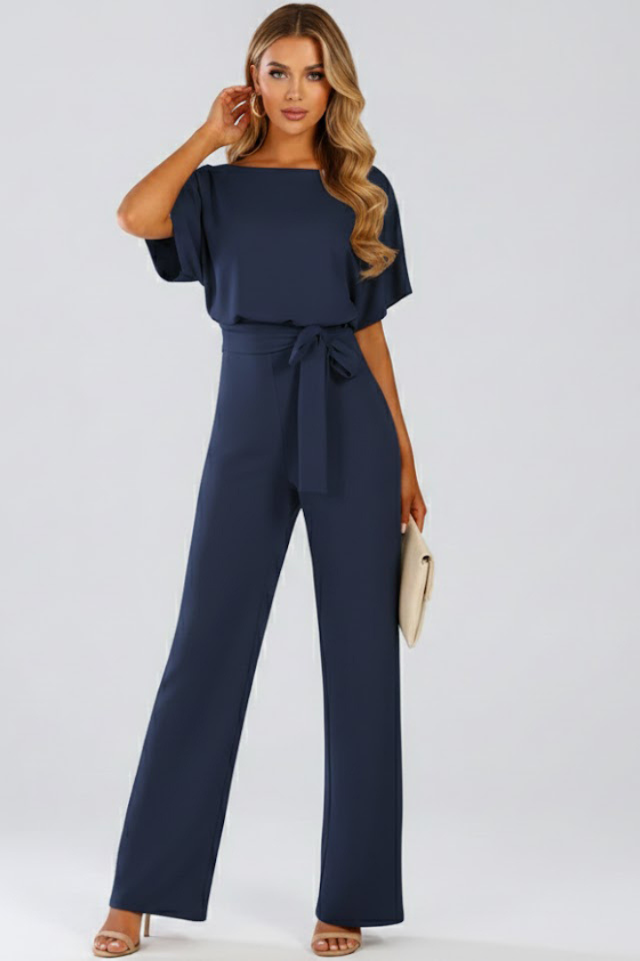Celina | Women’s Wide Leg Jumpsuit with Belt Tie