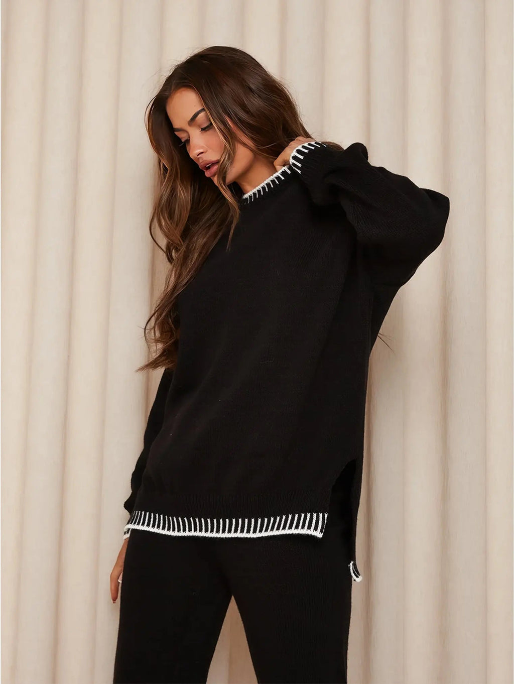 Celine | Women’s Oversized Sweater Set with Contrast Trim