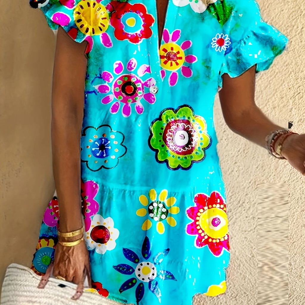 Tilly | Women’s Floral Maxi Dress with Draped Silhouette