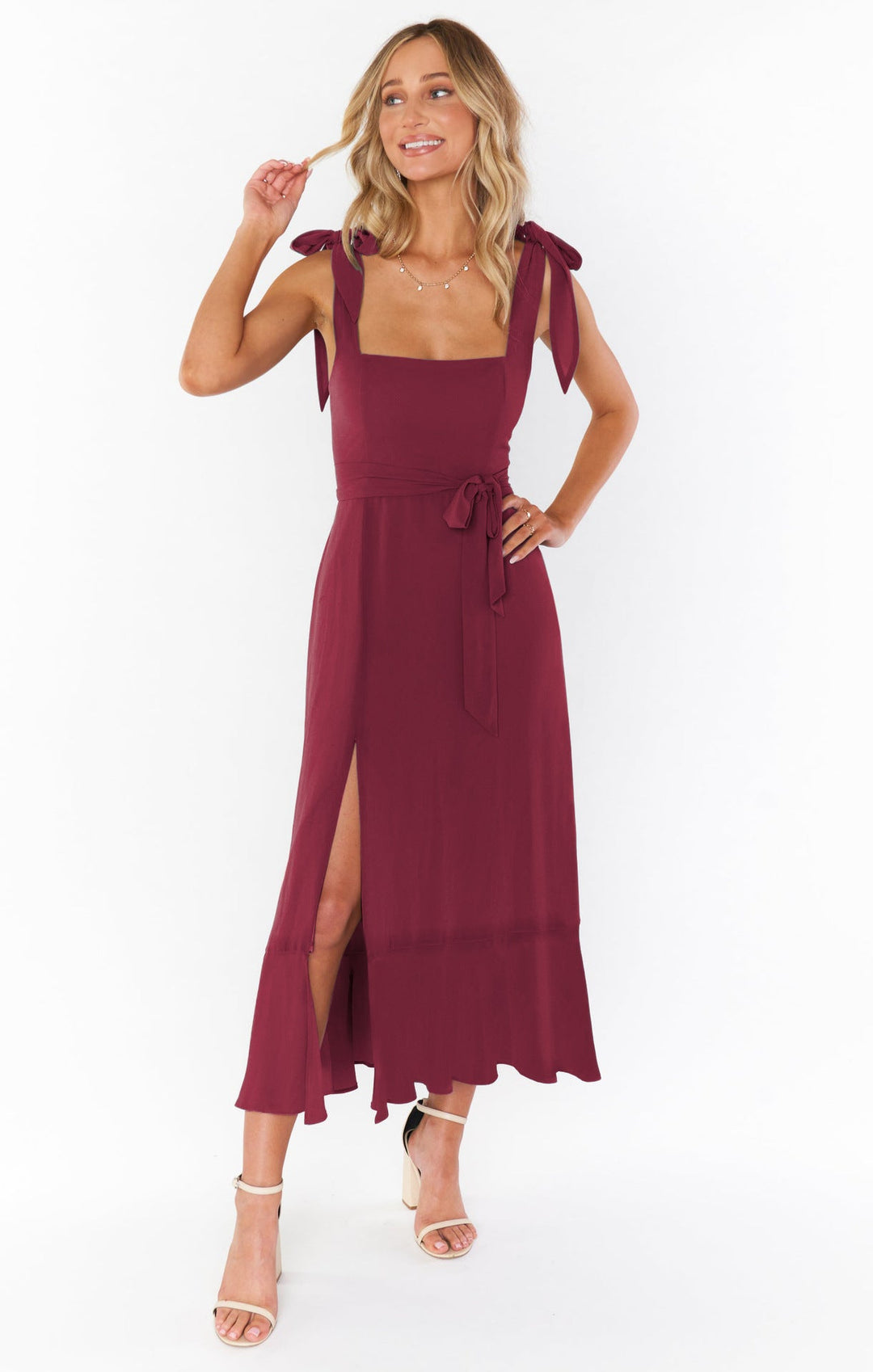 Isabelle Ryan | Ruffled Summer Dress With Lace-Up Detail For Women