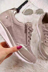 Sparkle | Women's Zip Lace-Up Trainers Rhinestone Detail