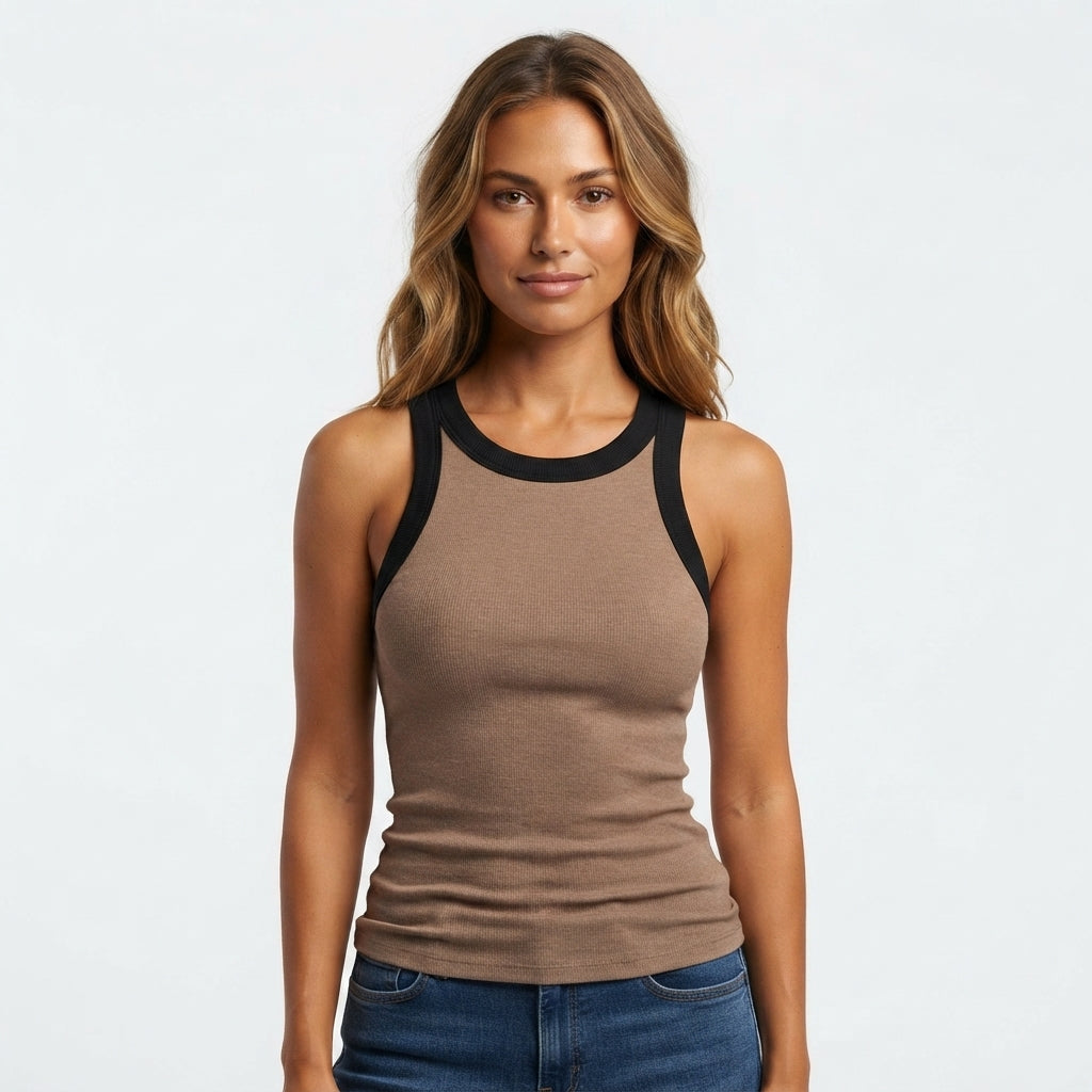 Chloe White | Ribbed Sleeveless Tank Top For Women