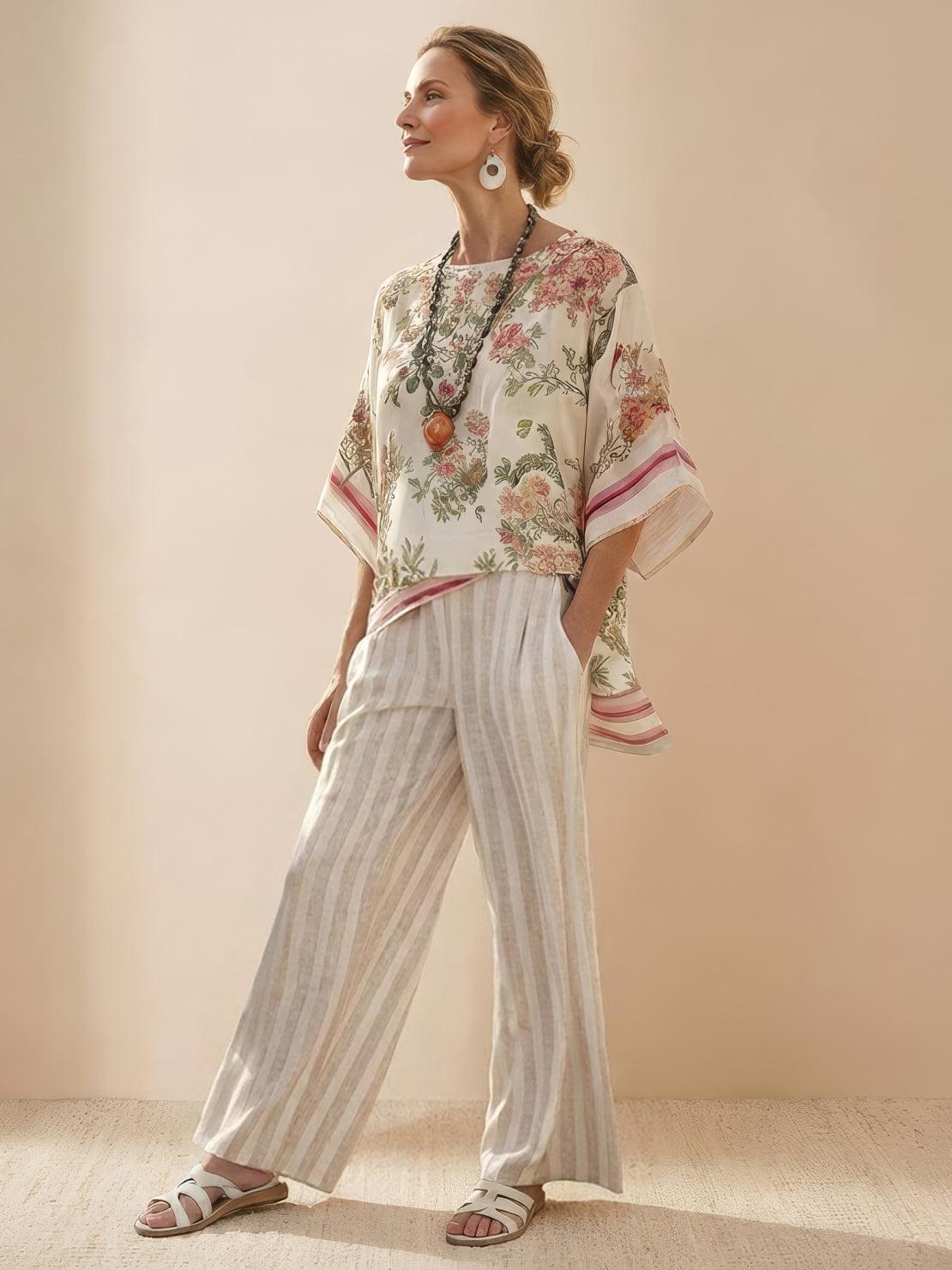 Alma | Women’s Embroidered Two-Piece Set with Floral Trim