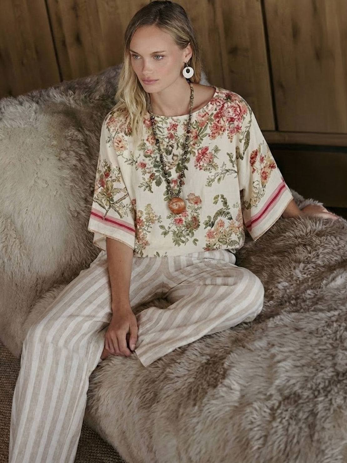 Alma | Women’s Embroidered Two-Piece Set with Floral Trim