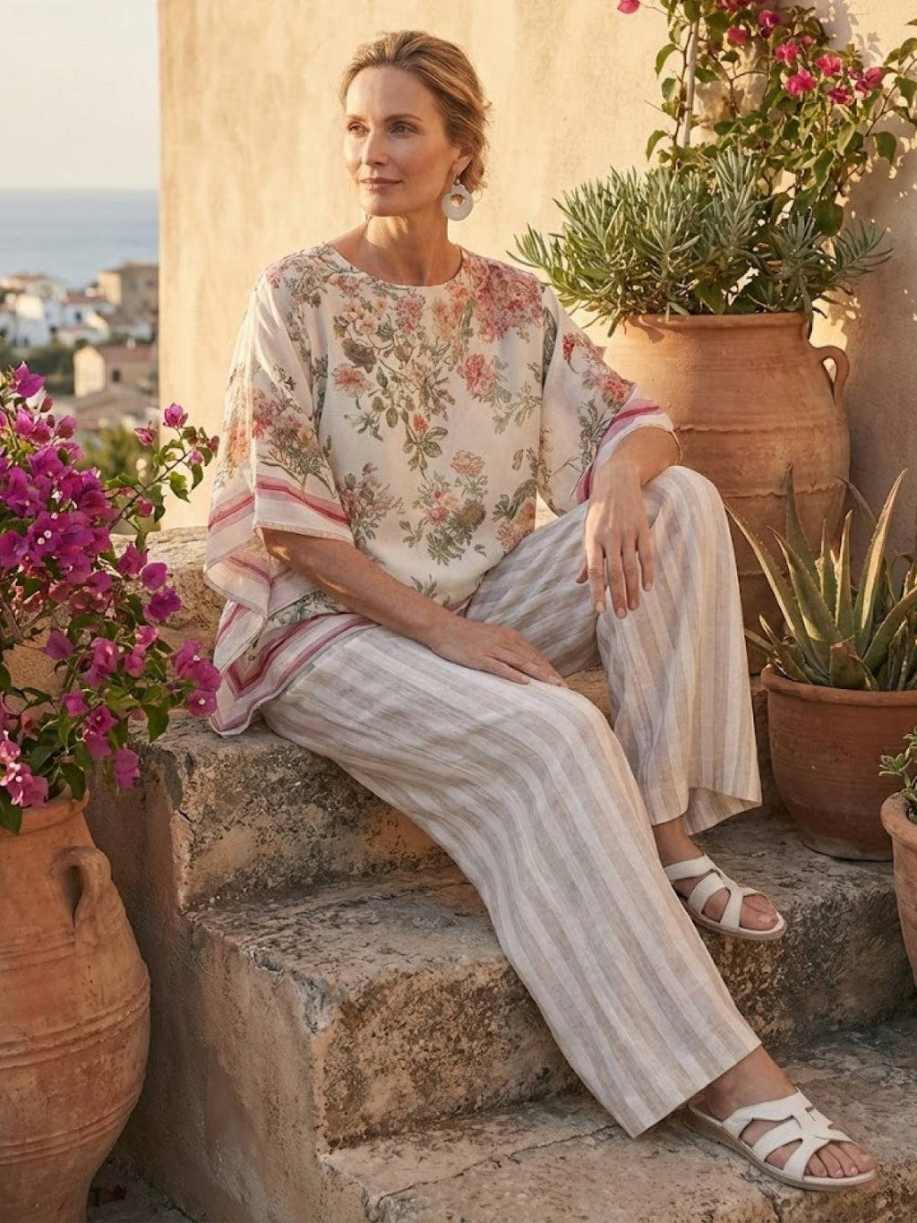 Alma | Women’s Embroidered Two-Piece Set with Floral Trim