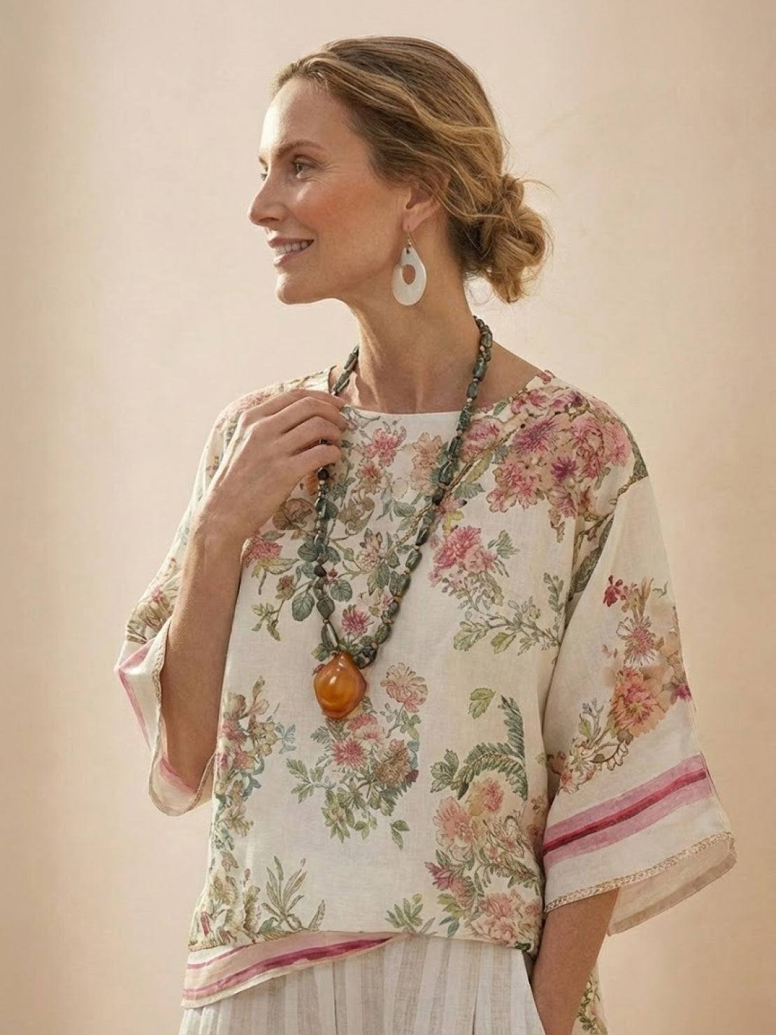 Alma | Women’s Embroidered Two-Piece Set with Floral Trim