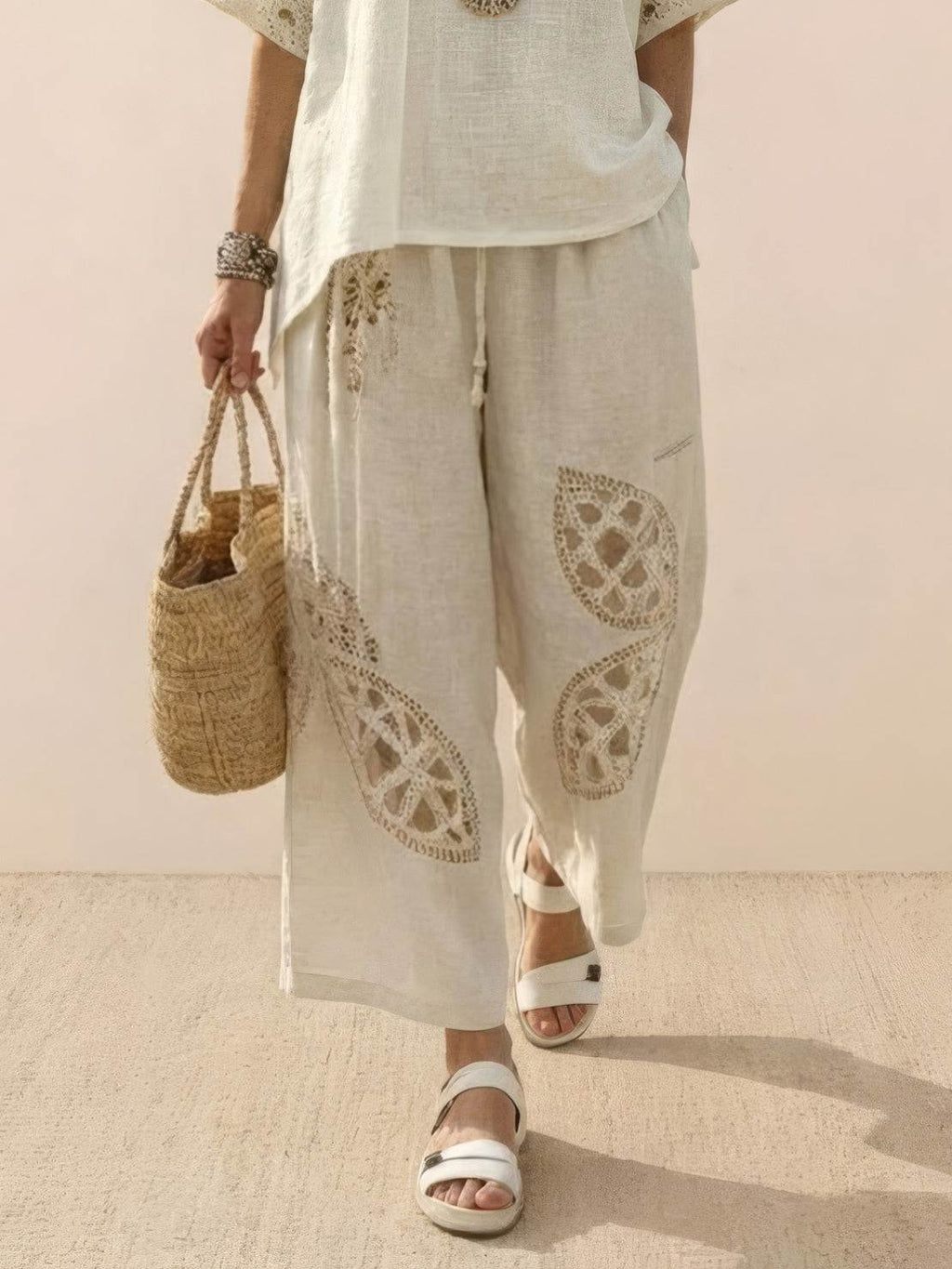 Alma | Women’s Embroidered Two-Piece Set with Floral Trim
