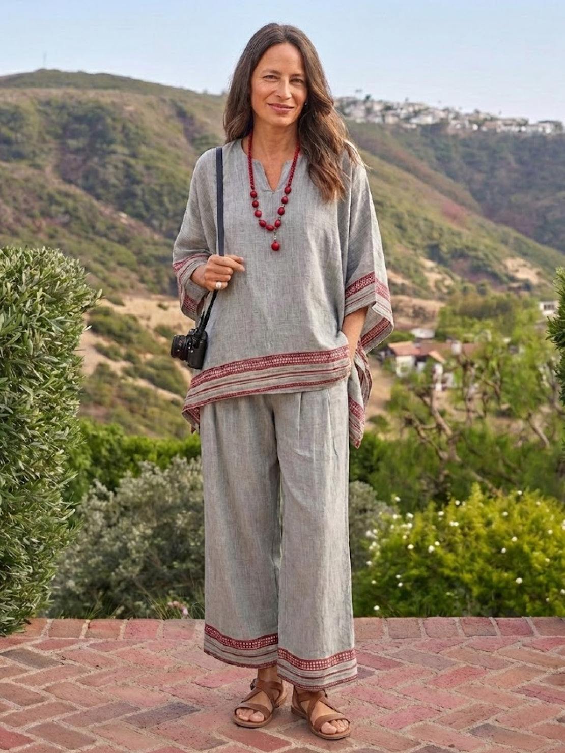 Alma | Women’s Embroidered Two-Piece Set with Floral Trim