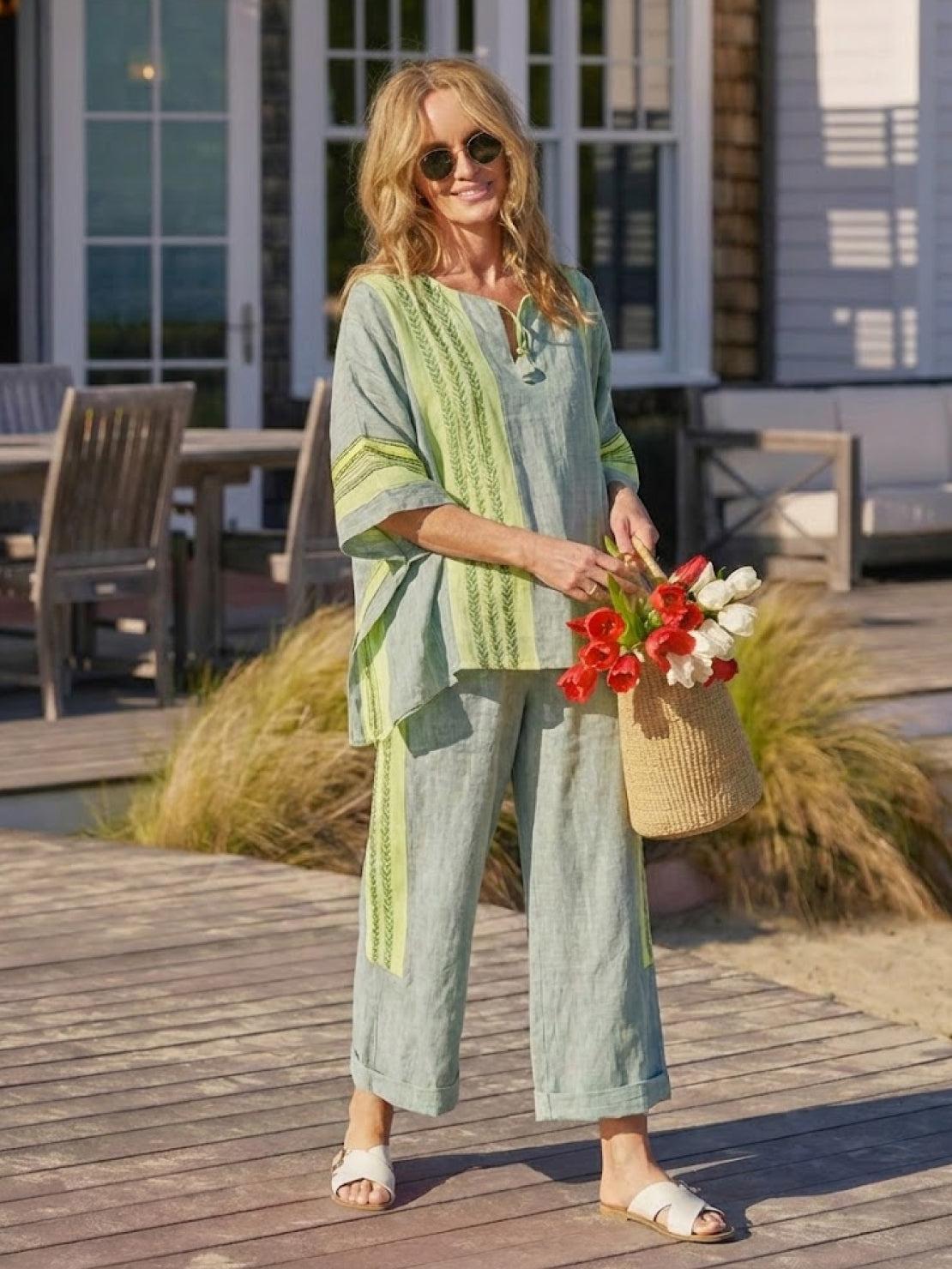 Alma | Women’s Embroidered Two-Piece Set with Floral Trim