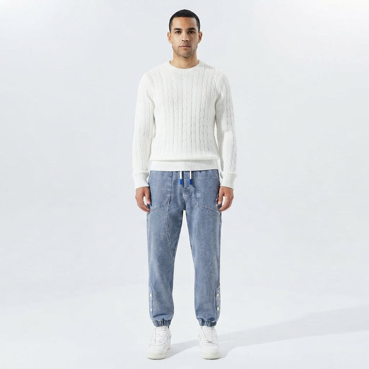 Cody Marsh | Denim Jogger Jeans With Elastic Waist For Men
