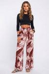 Courtney Blake | Leaf Print Wide Leg Beach Trousers For Women