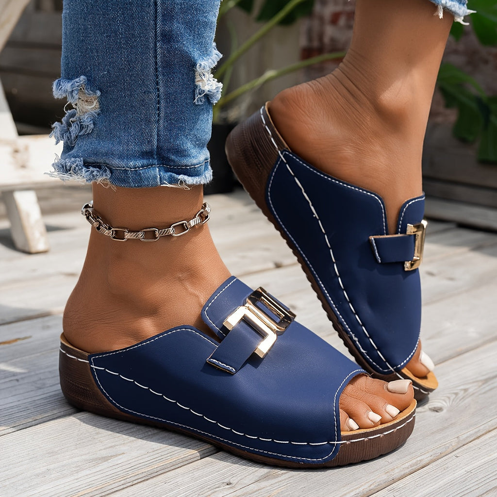 Capella | Women’s Sandals with Gold Buckle Straps