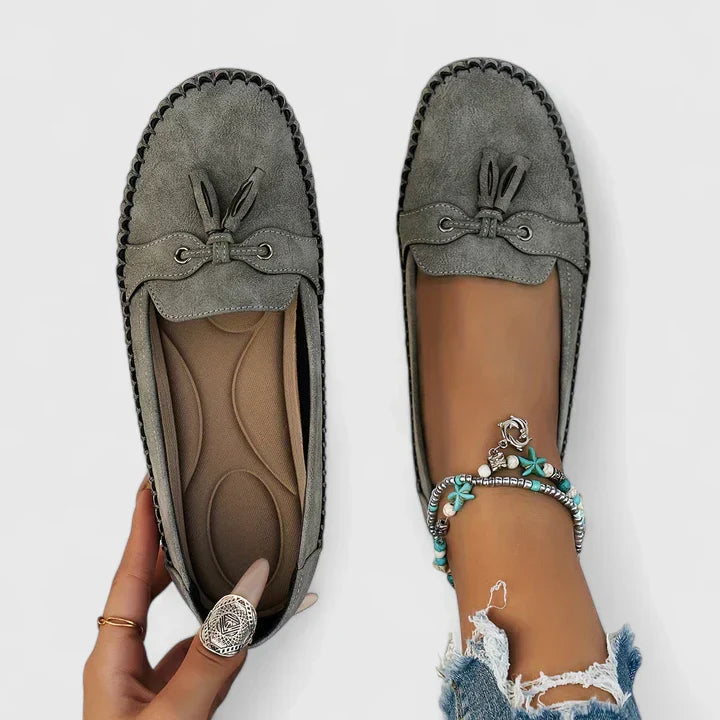Daisy | Women’s Suede Bow Loafers with Tassel Detail