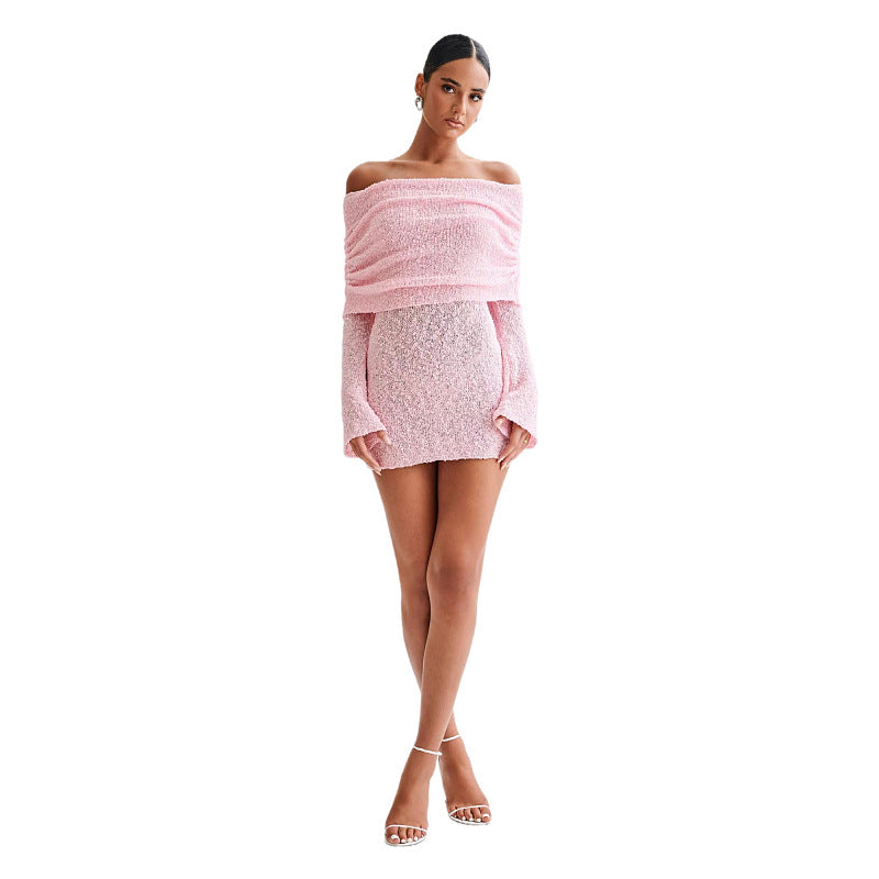 Isla Kelly | Off-Shoulder Knit Mini Dress For Women