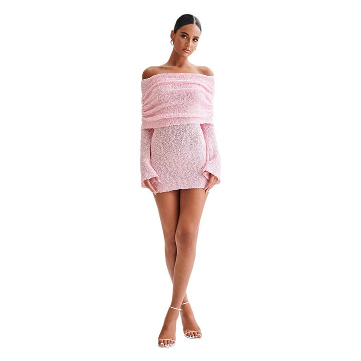 Isla Kelly | Off-Shoulder Knit Mini Dress For Women
