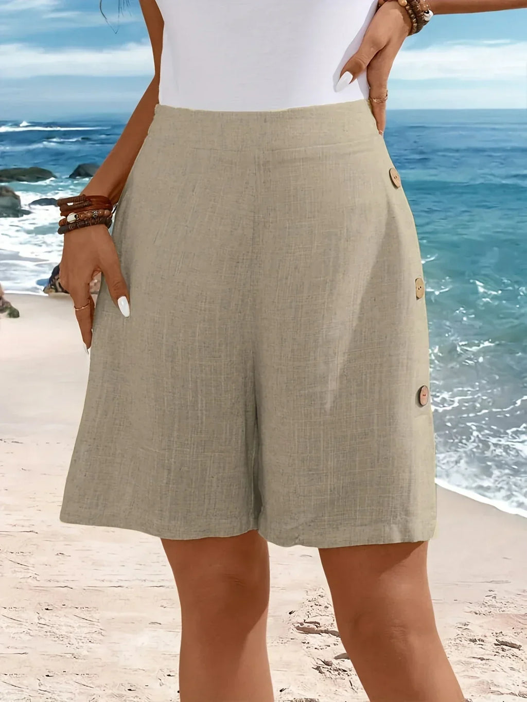 Whitney | Women’s Comfortable Shorts with Buttons