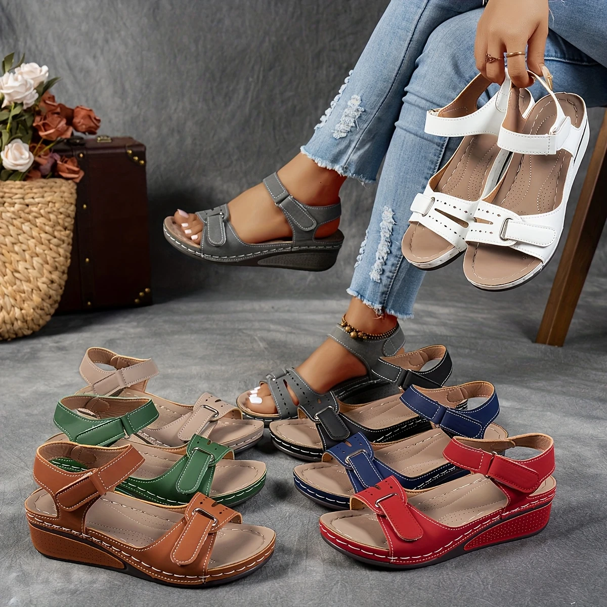 Georgina | Women’s Wedge Platform Sandals with Adjustable Strap