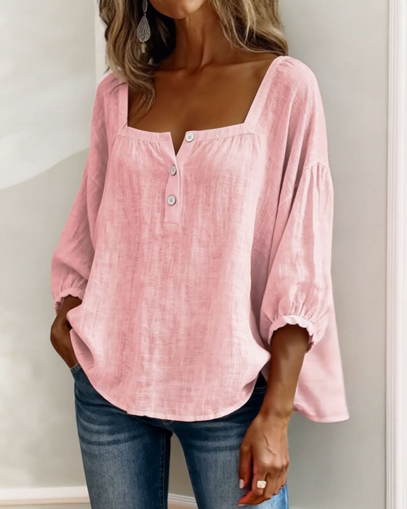 Daisy | Women’s Puff Sleeve Blouse with Square Neck