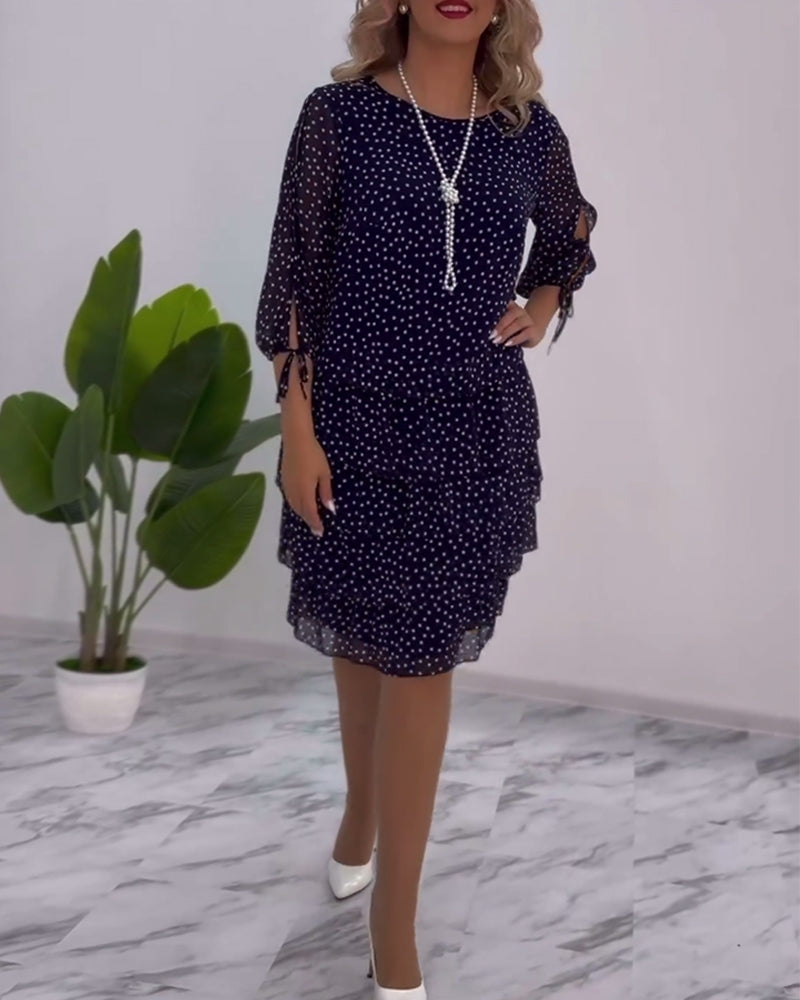 Sophia | Women’s Tiered Polka Dot Dress with Sleeves