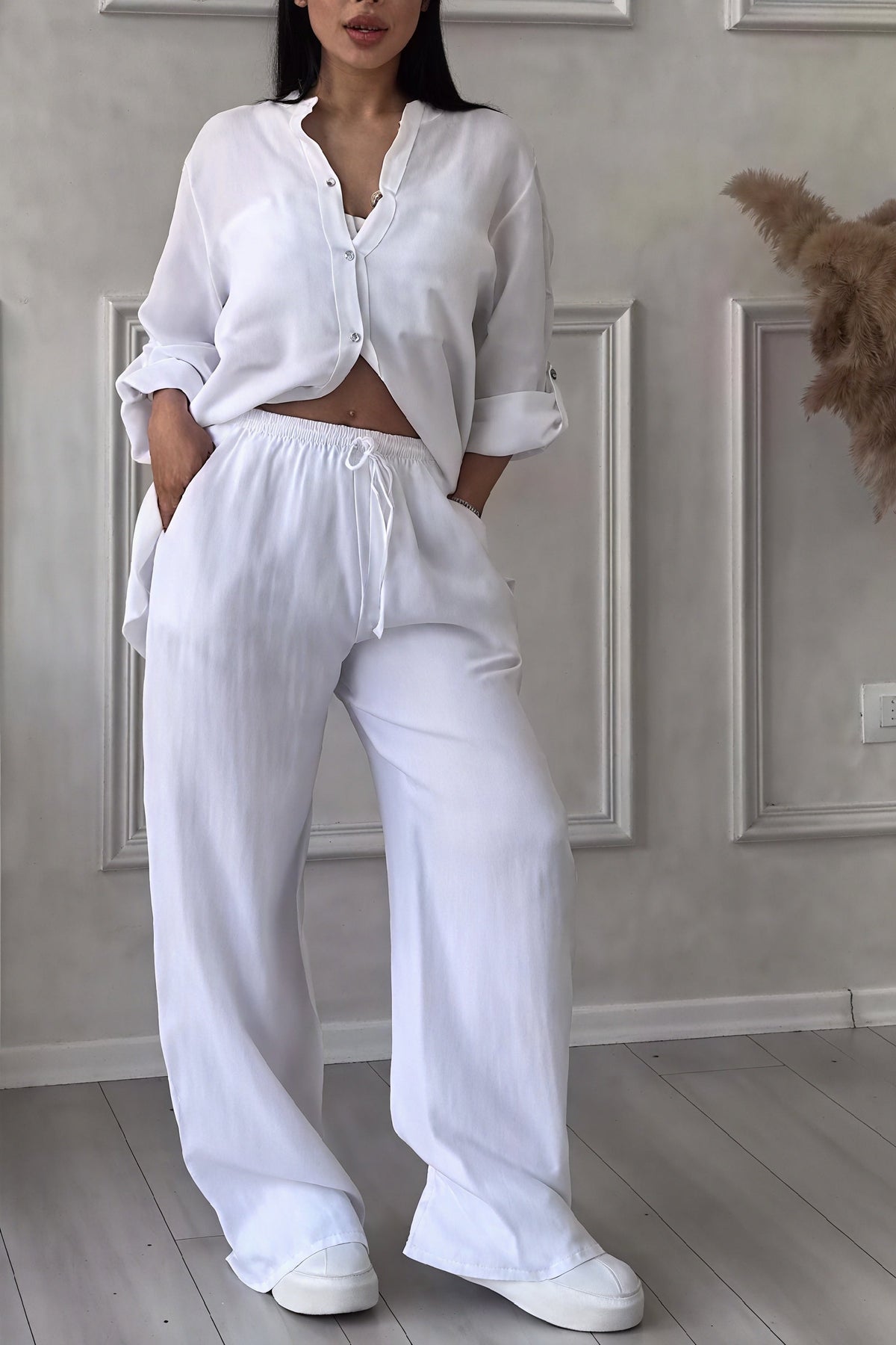 Dahlia | Women’s Button Up Set with Wide Leg