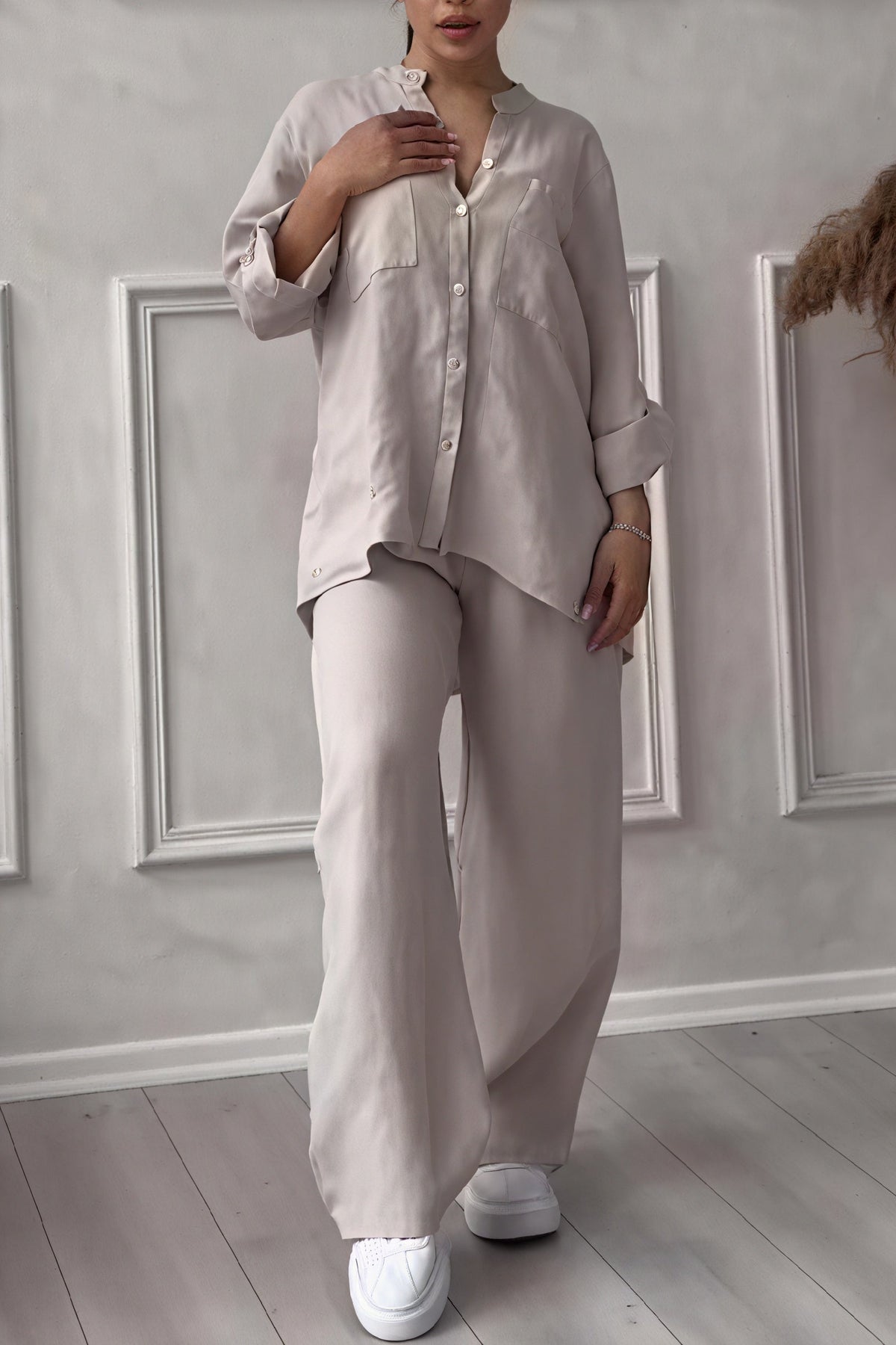Dahlia | Women’s Button Up Set with Wide Leg