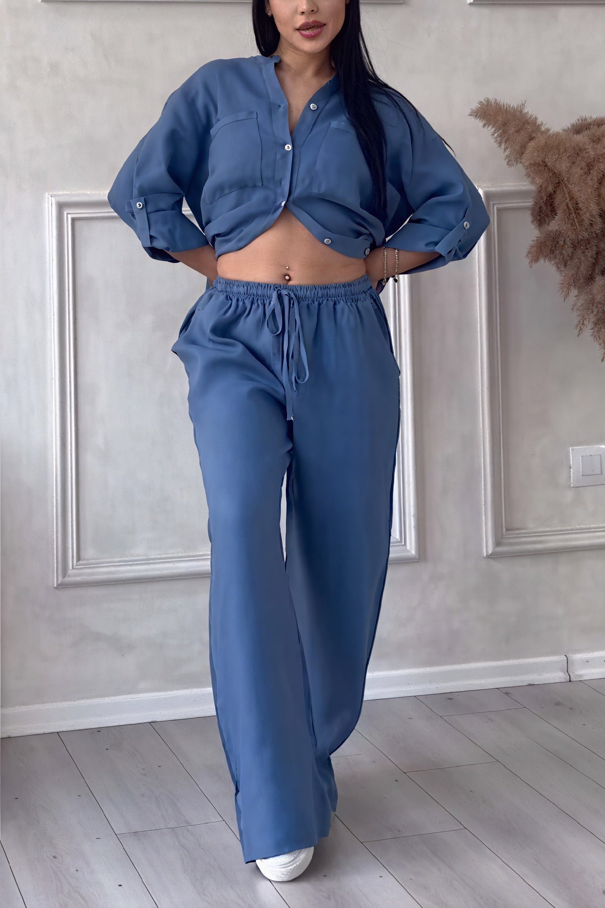 Dahlia | Women’s Button Up Set with Wide Leg