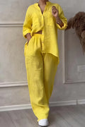 Dahlia | Women’s Button Up Set with Wide Leg