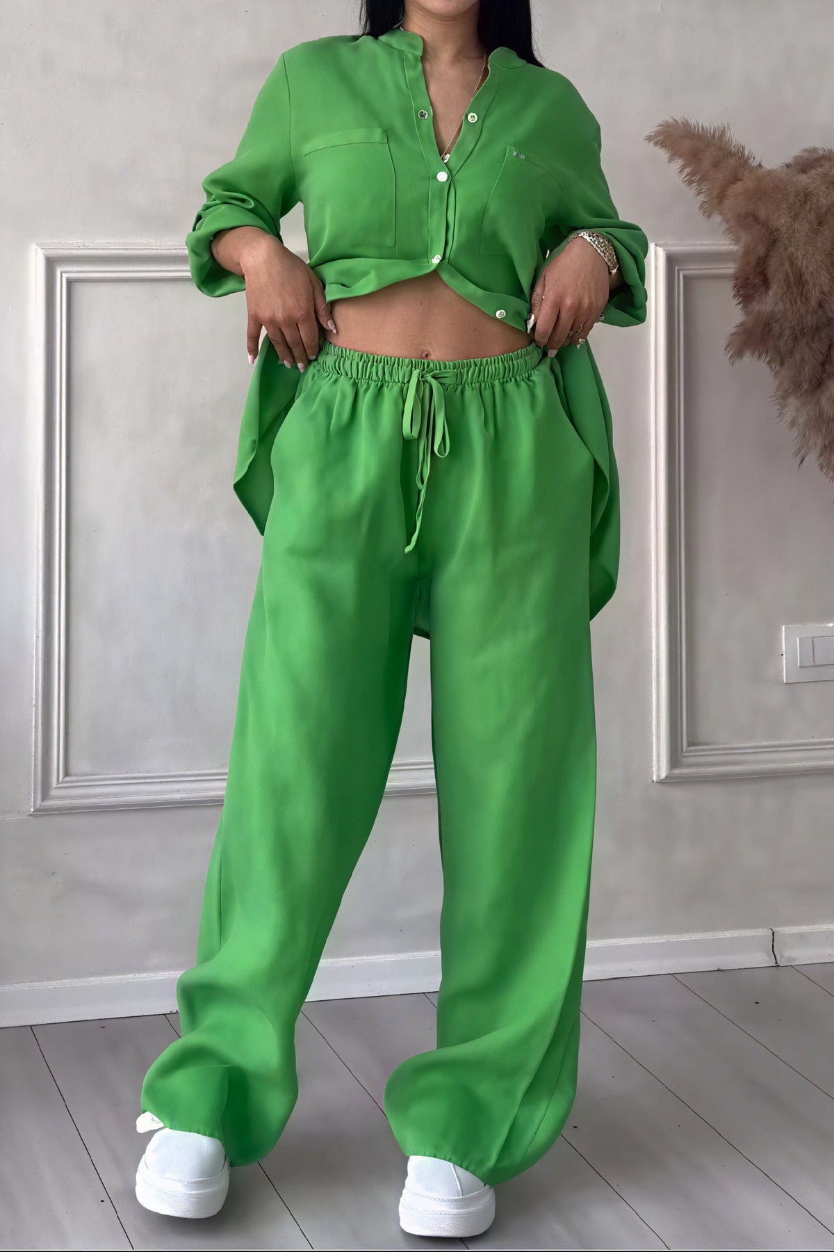 Dahlia | Women’s Button Up Set with Wide Leg