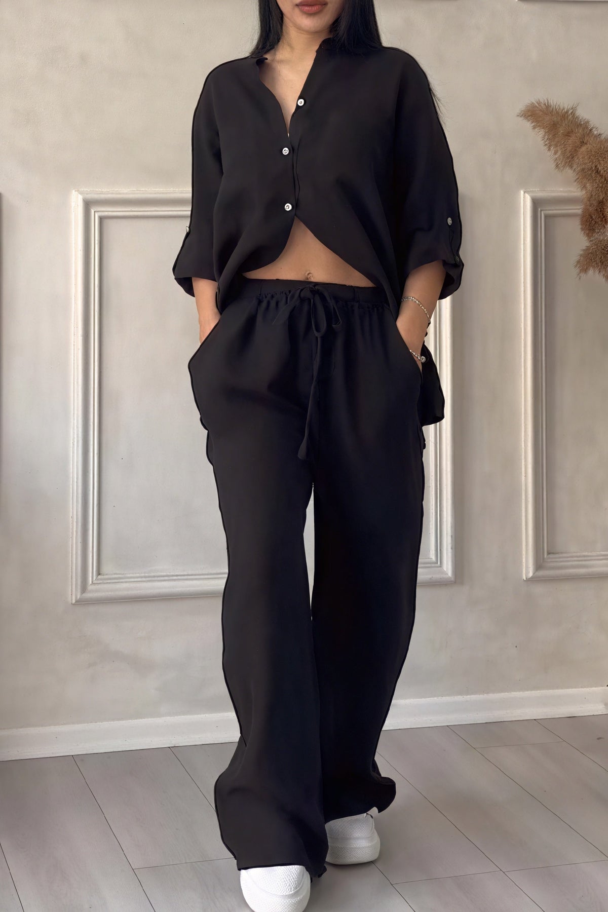 Dahlia | Women’s Button Up Set with Wide Leg